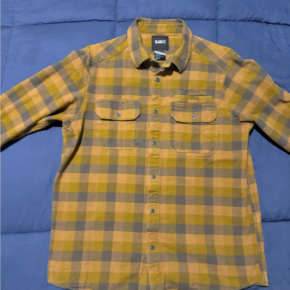 5.11 Tactical Yellow and Gray Plaid Casual Button Down Shirt